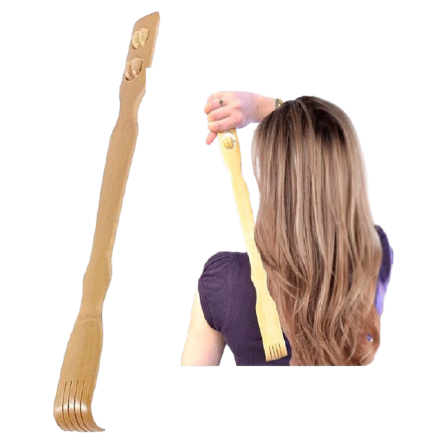 Borvat®| Bamboe rug- en lichaamsmassager - houten handschraper met rollen voor lichaamsmassage // rugschraper - praktisch ontwerp