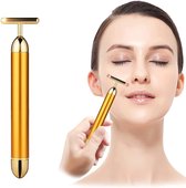 Borvat® | Beauty Bar 24k Golden Pulse Facial Massager, T Vorm Elektrische Gezicht Massager Voorhoofd Wang Nek Arm Eye Neus Massager Huidverzorging Gereedschap