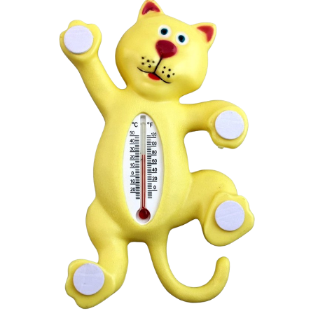 Borvat® | Kat Buiten Raam Thermometer | Zelfklevende Benen | Kat | thermometer | Geel | zuignappen | Thermometers voor buiten