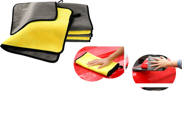 Borvat® | Microfiber Auto Drooghanddoek | 30 cm x 60 cm | Polijstdoek | autopoetsdoek | schoonmaak accessoires | Autohanddoek | Drooghanddoek | Geel / Grijs | Watermagneet.